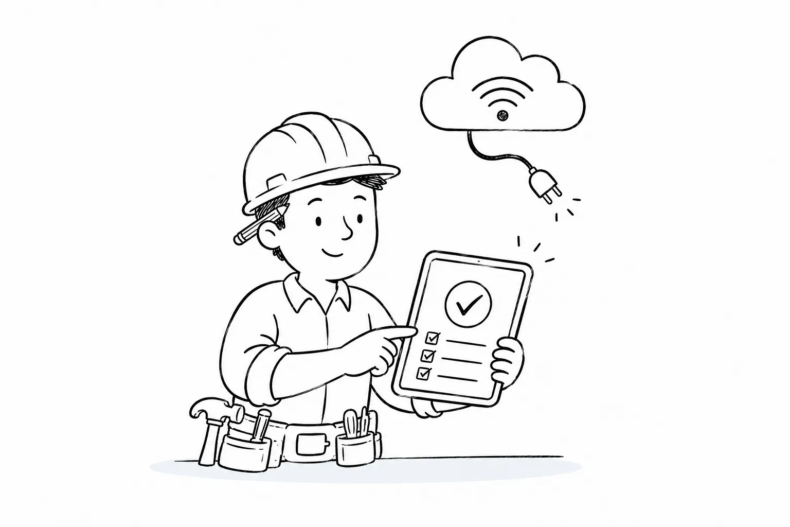 Illustration af offline-first synkronisering
